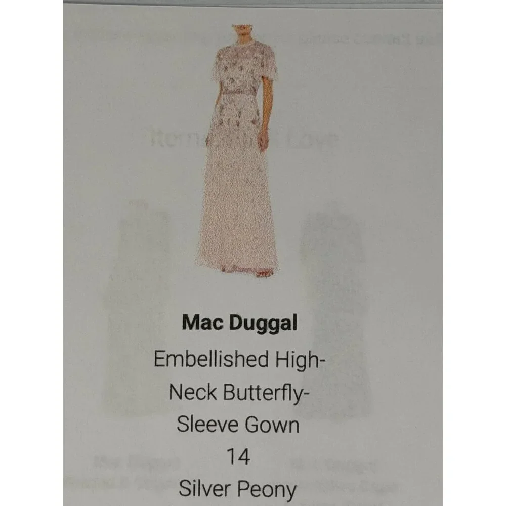 NWT Mac Duggal Floral Sequined Embellished High Neck Butterfly Sleeve Gown SZ 14 - Picture 10 of 14